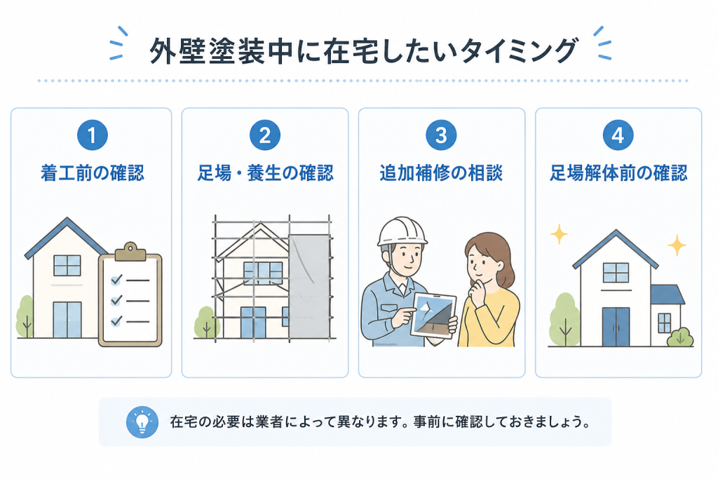 外壁塗装中に在宅したいタイミング