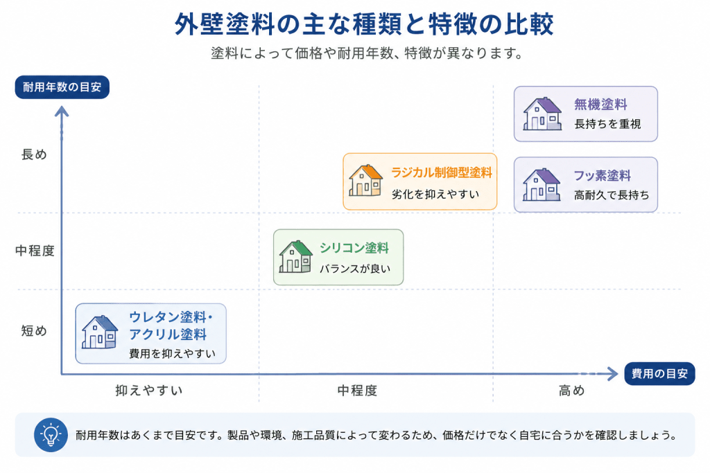 外壁塗料の種類と特徴